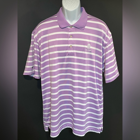 Oxford Golf Men’s Super Dry Coolmax Stripped Polo in Purple with White Size XL - Picture 2 of 6